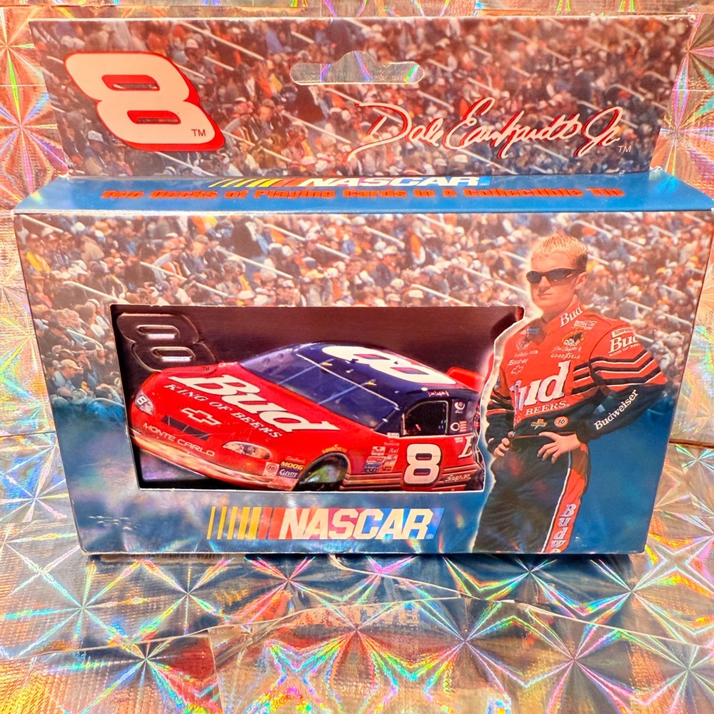Dale Earnhardt Jr. NASCAR Collectible tin box with Bicycle playing cards